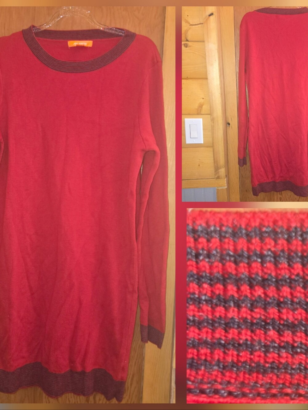 Joe fresh womens large red stretchy long-sleeved sweater dress